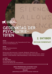 Read more about the article Aufruf zur Kundgebung in Bochum zum Gedenktag der Psychiatrie-Toten