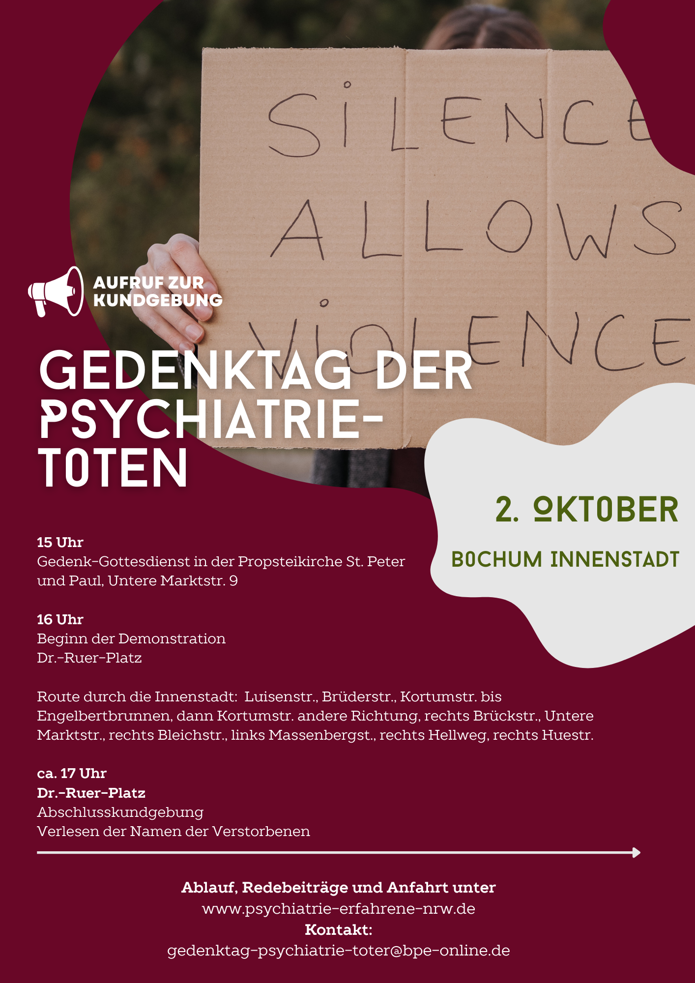 You are currently viewing Aufruf zur Kundgebung in Bochum zum Gedenktag der Psychiatrie-Toten